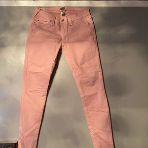 TRUE RELIGION DUSTY PINK SWAROVSKI CRYSTAL SKINNY JEANS